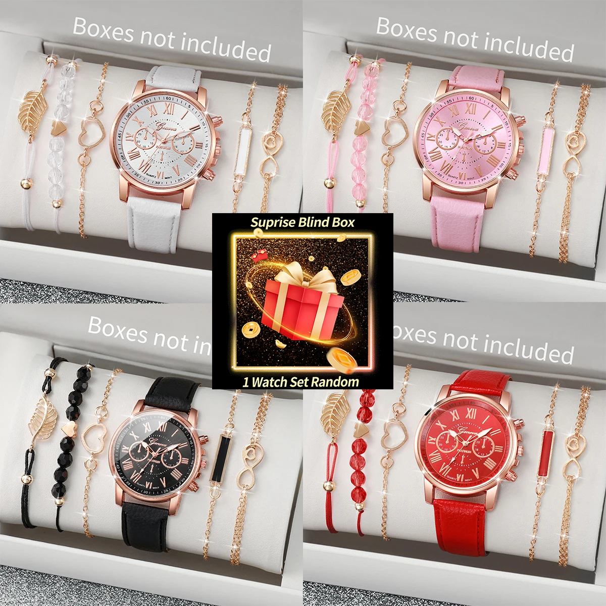 Leather Bracelet - Caja Sorpresa con Reloj de Mujer,