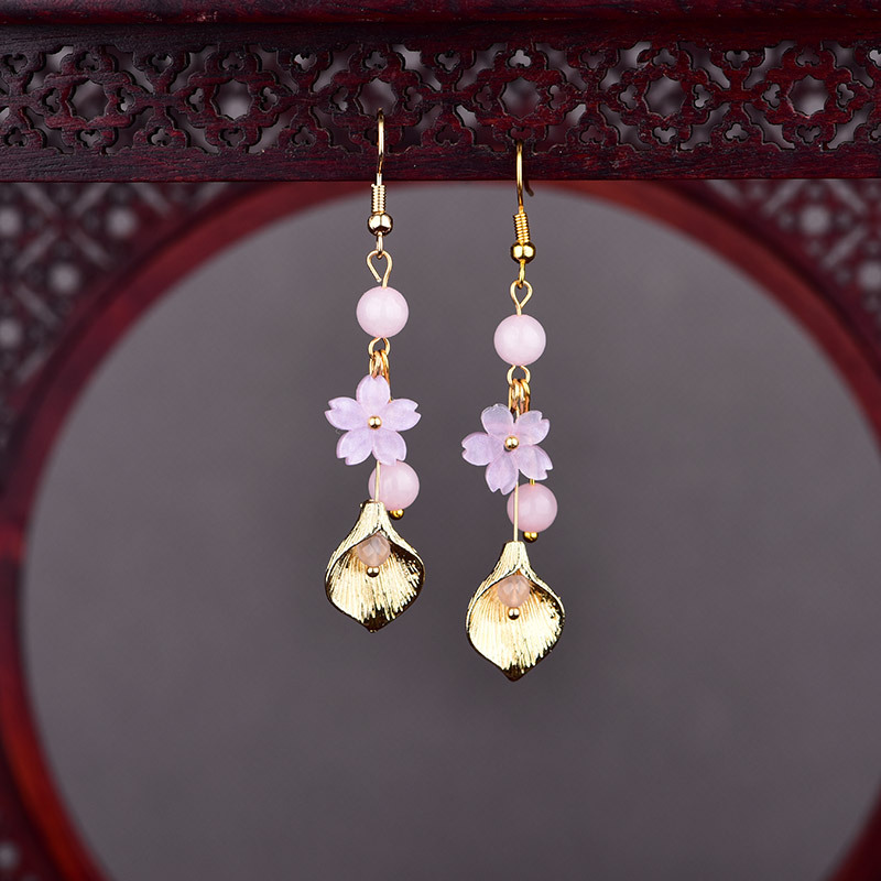 Luxury Gifts Jewelry & Watches Namfleg Mostar - Pendientes de flores de Jade Natural