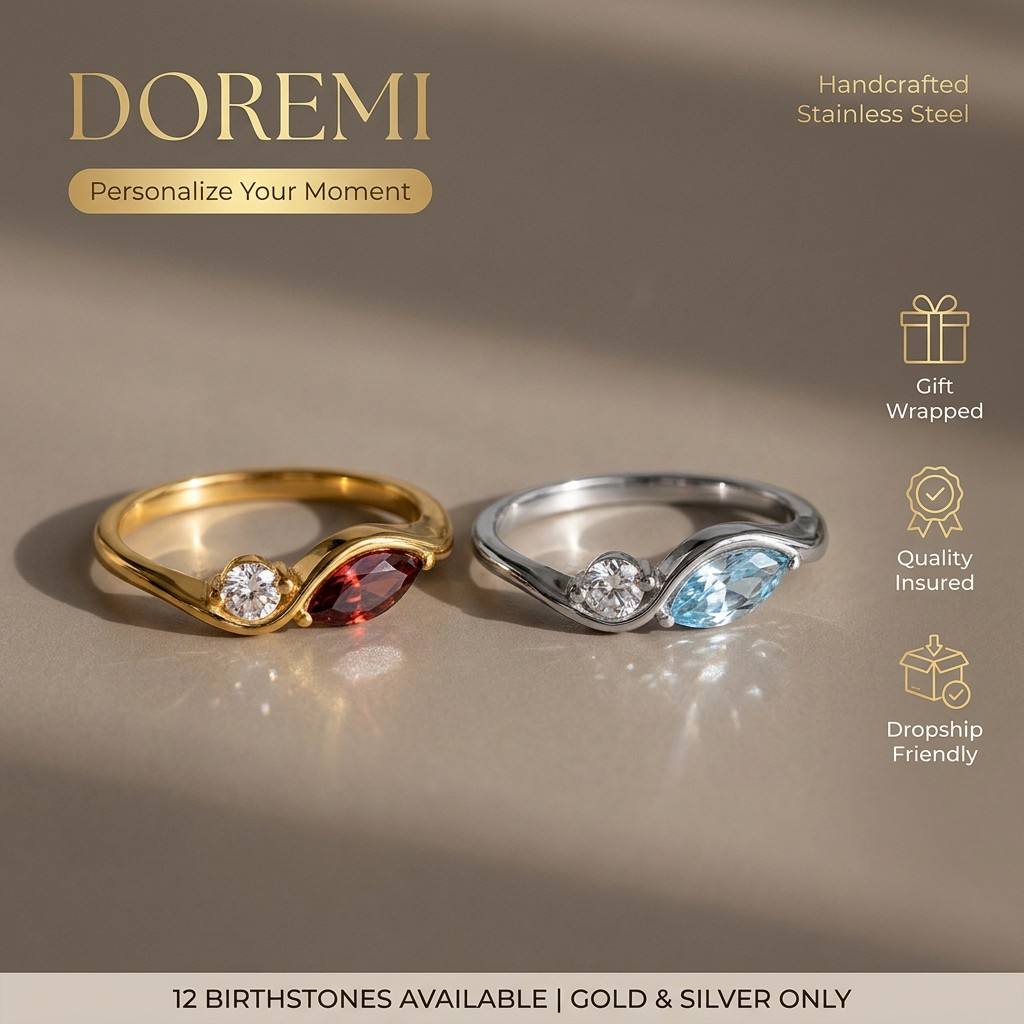 Anillo DOREMI de Acero Inoxida - Birthstone Ring Set reseña y precio