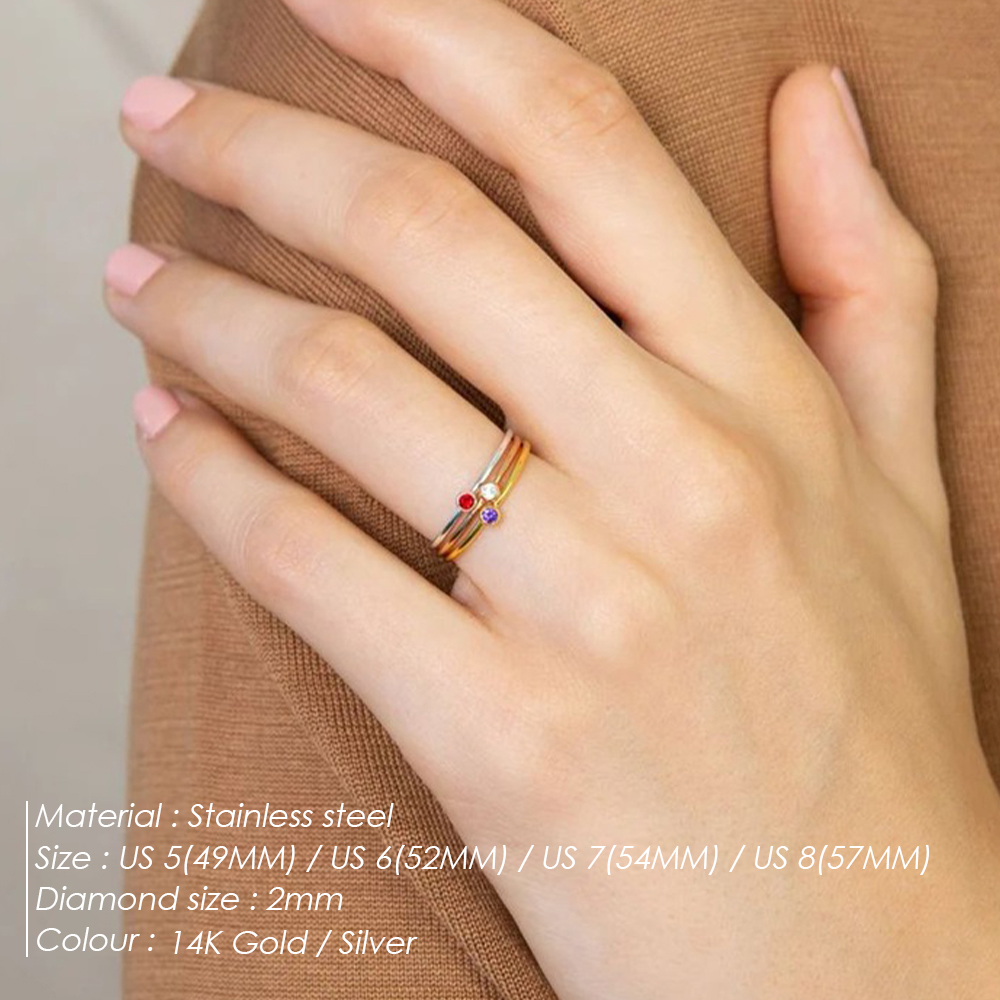 Anillo de Acero Inoxidable EMA - Birthstone Ring Set reseña y precio