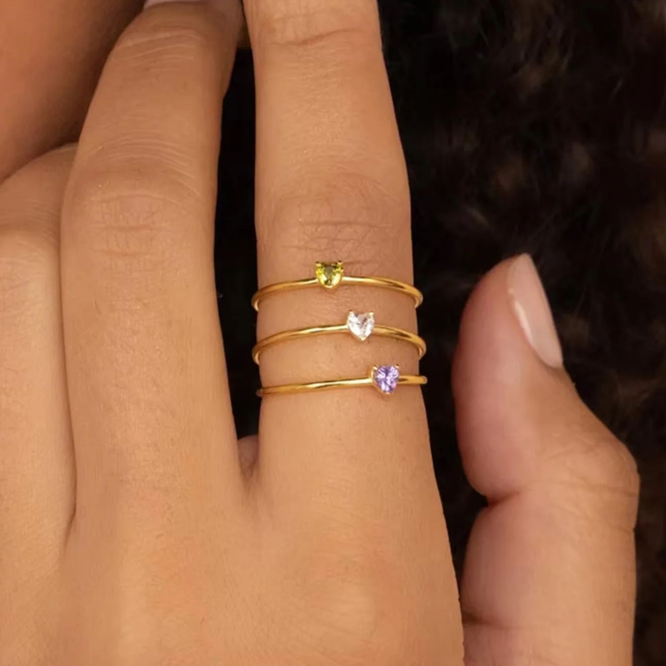 12 anillos de corazón de circo - Birthstone Ring Set reseña y precio