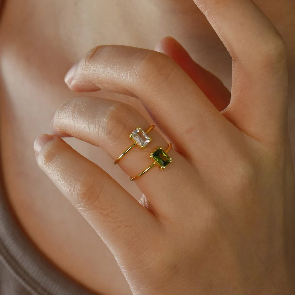 Anillos de piedra natal de cir - Birthstone Ring Set reseña y precio